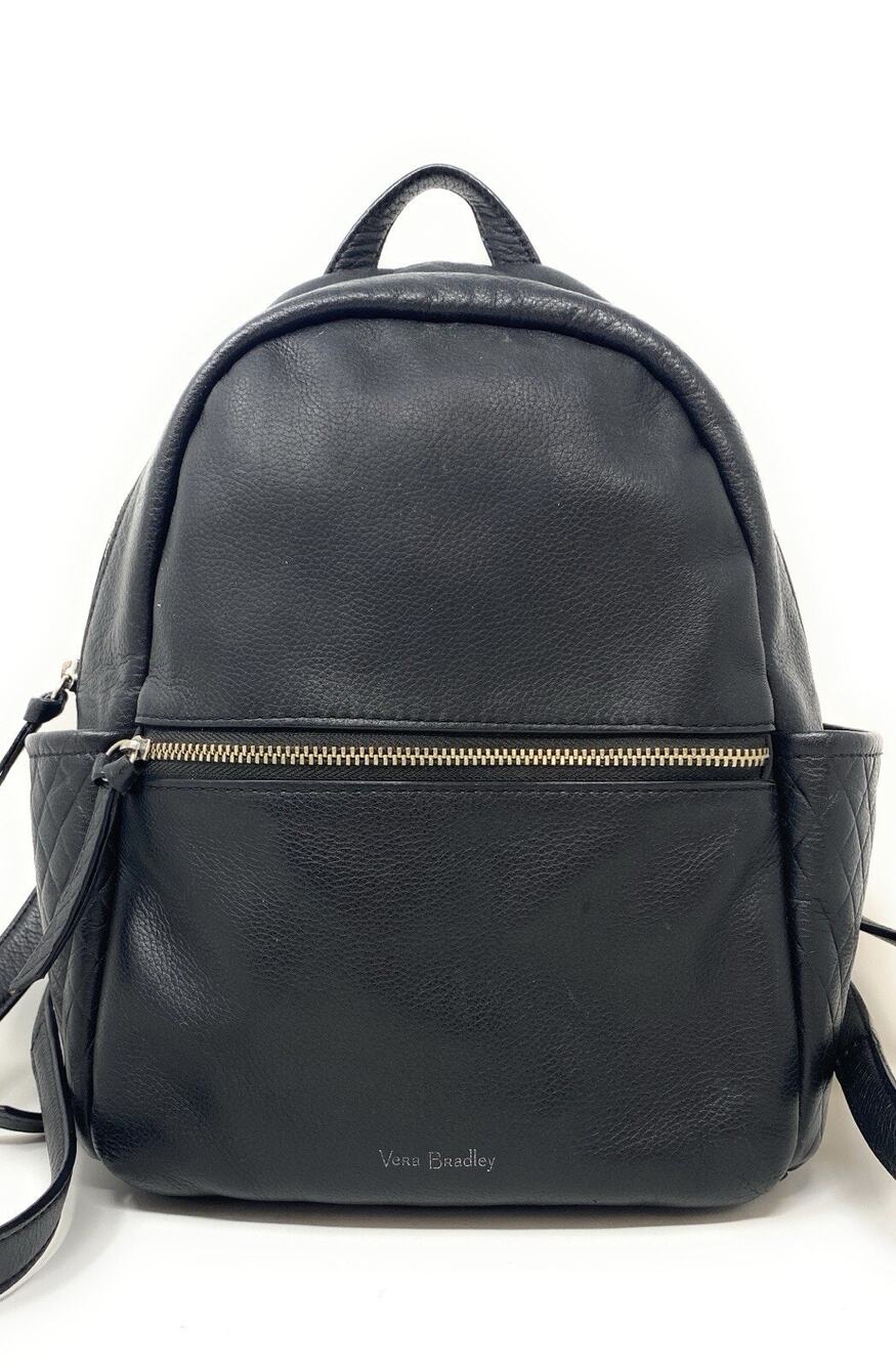 Vera Bradley Leighton Essentials Black Leather Backpack￼